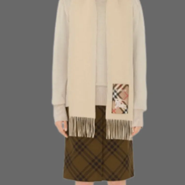 Burberry Check Label Fringed Edge Scarf-2