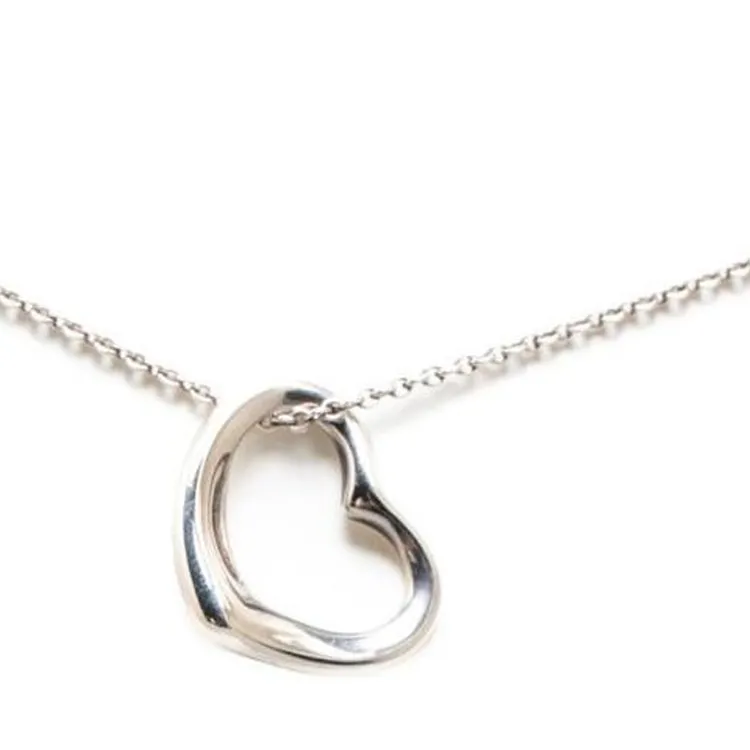 TIFFANY & CO. 2000 2023 Sterling Silver Elsa Peretti Open Heart Pendant Necklace-2
