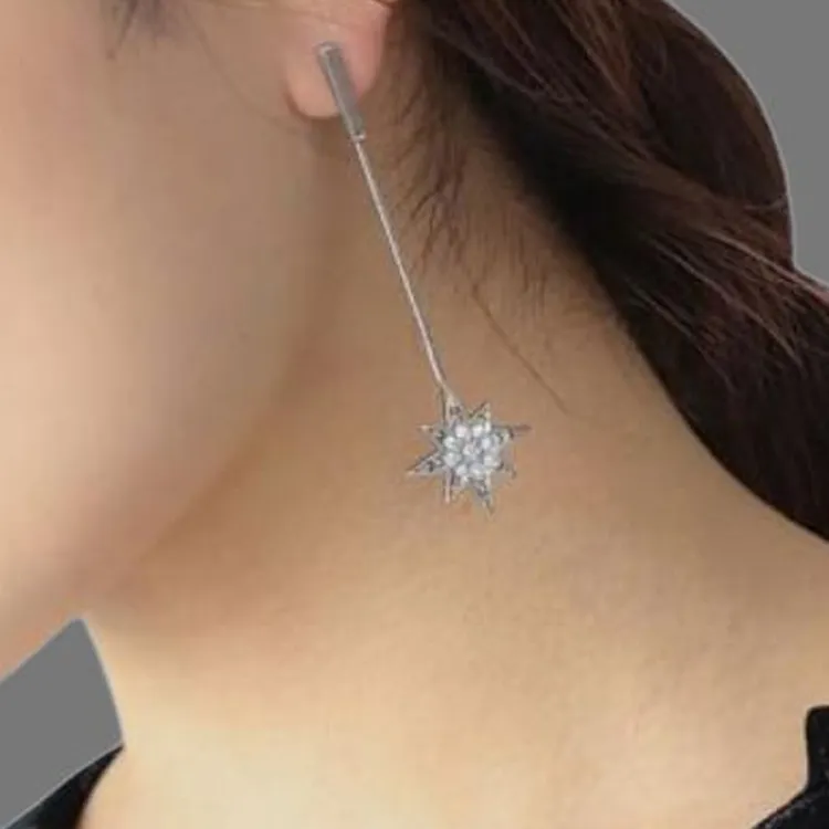 Beams Brass, Crystal, Glass Earrings Women's Silver-2