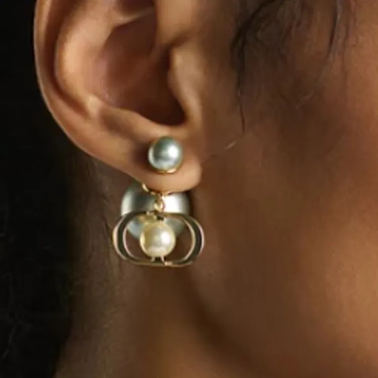 DIOR Metal Earrings Women's Green-1