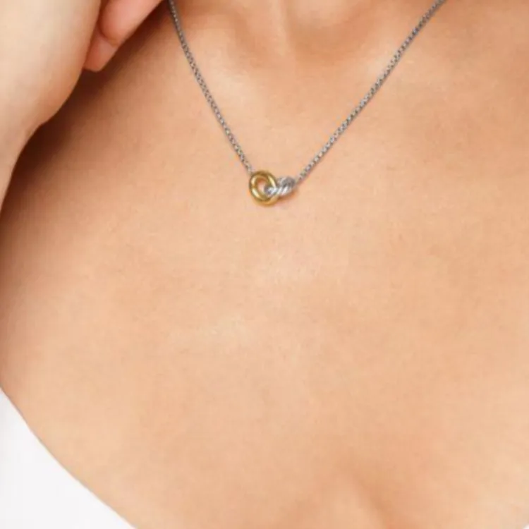 David Yurman 14kt Gold Petite Cable Linked Necklace 15mm-3