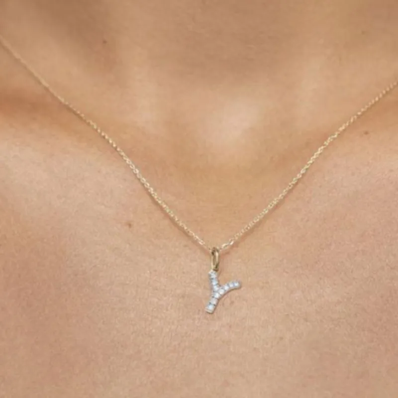 Monica Vinader 14kt Yellow Gold N Charm Diamond Necklace-2