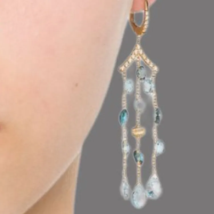 Marco Bicego 18Kt Yellow Gold Topaz And Diamond Earrings-2