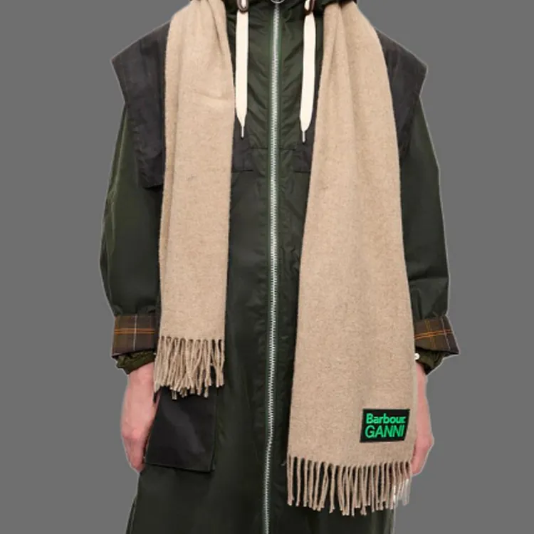 GANNI Sheep Wool Knit Scarves Unisex Almond Cream-2
