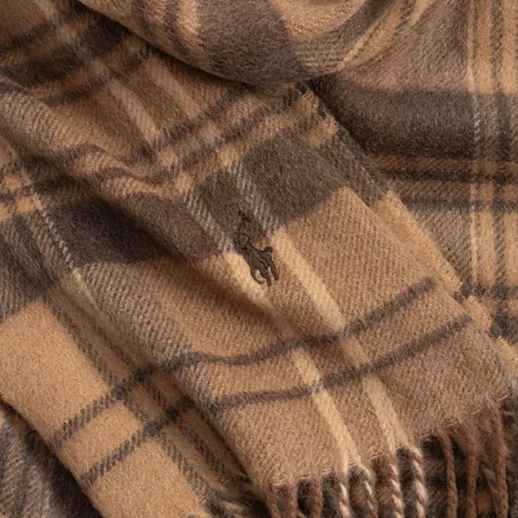 Polo Ralph Lauren Fiber Wool Cashmere Knit Scarves Men's Brown-2