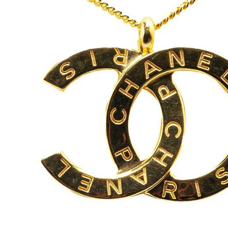 CHANEL 2020 Plated Cc Logo Pendant Costume Necklace-1