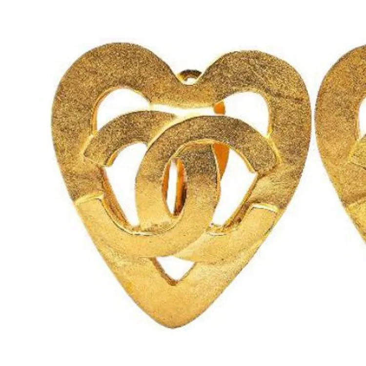CHANEL 1995 Cc Heart Clip on Earrings-2