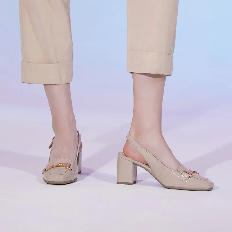 Gabor Chunky Heel High Heels 7cm Women's Camel-4