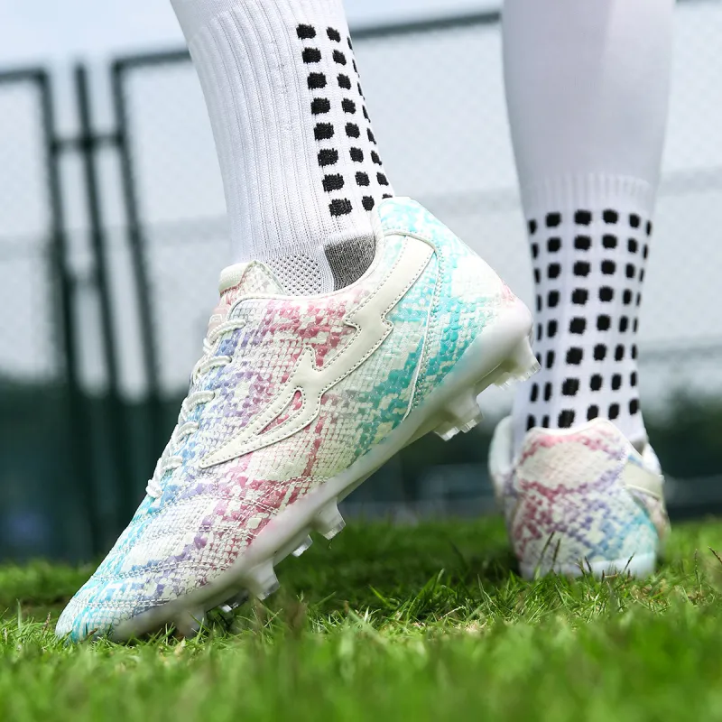 Mulinsen FG Rubber Long Studs Slip Resistant Soccer Shoes Men's Multicolor-3