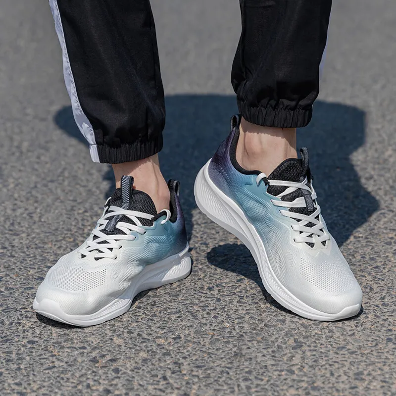 XTEP Cushioning Rebound Low Top Running Shoes Men's White Blue Black-4