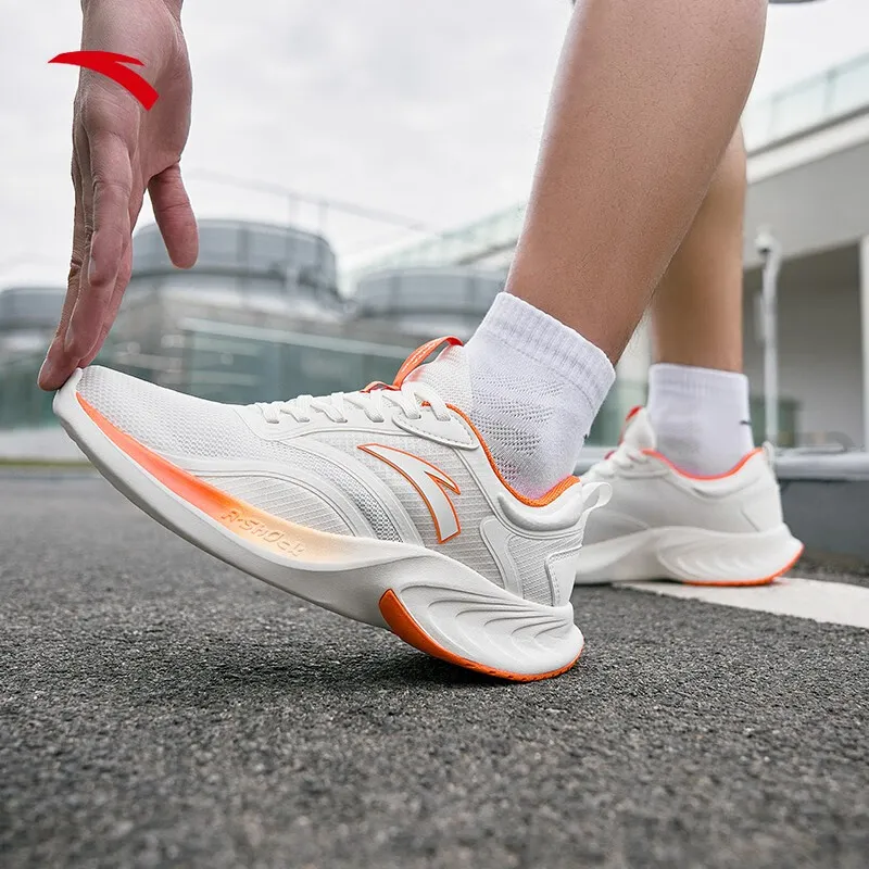 Anta Stinger SE Anti Slip Wear Resistant Low Top Running Shoes Men's White Orange-4
