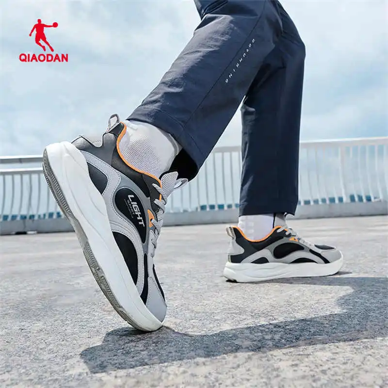 QIAODAN Slip Resistant Low Top Running Shoes Men's Gray Black-2
