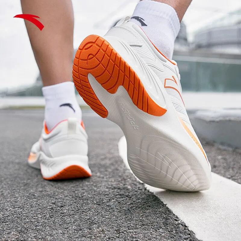 Anta Stinger SE Anti Slip Wear Resistant Low Top Running Shoes Men's White Orange-3