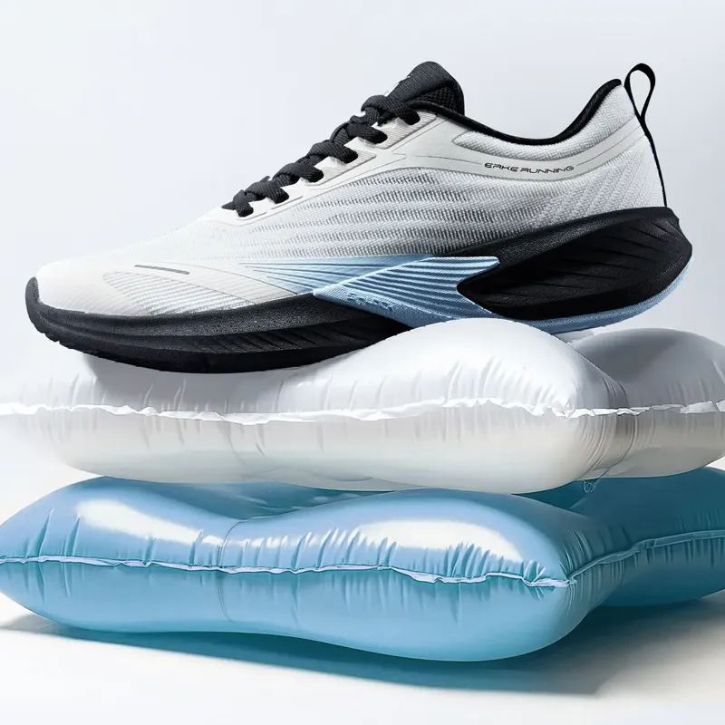 Erke Cushioning Breathable Low Top City Commute Running Shoes Men's Microcrystal White Tranquil Blue-3