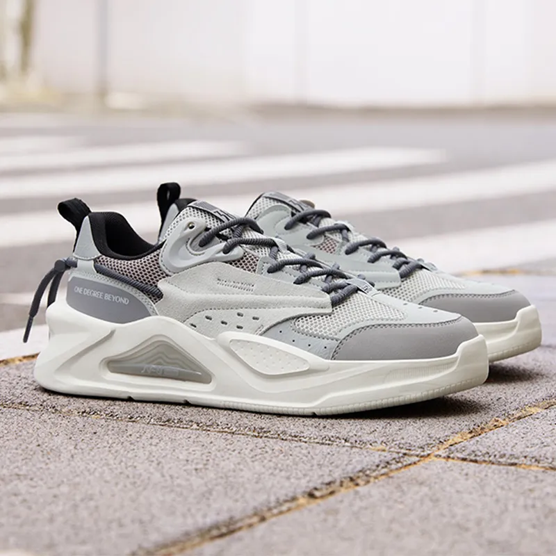 361° Jincheng Anti Slip Wear Resistant Low Top Skateboard Shoes Men's Gray-1
