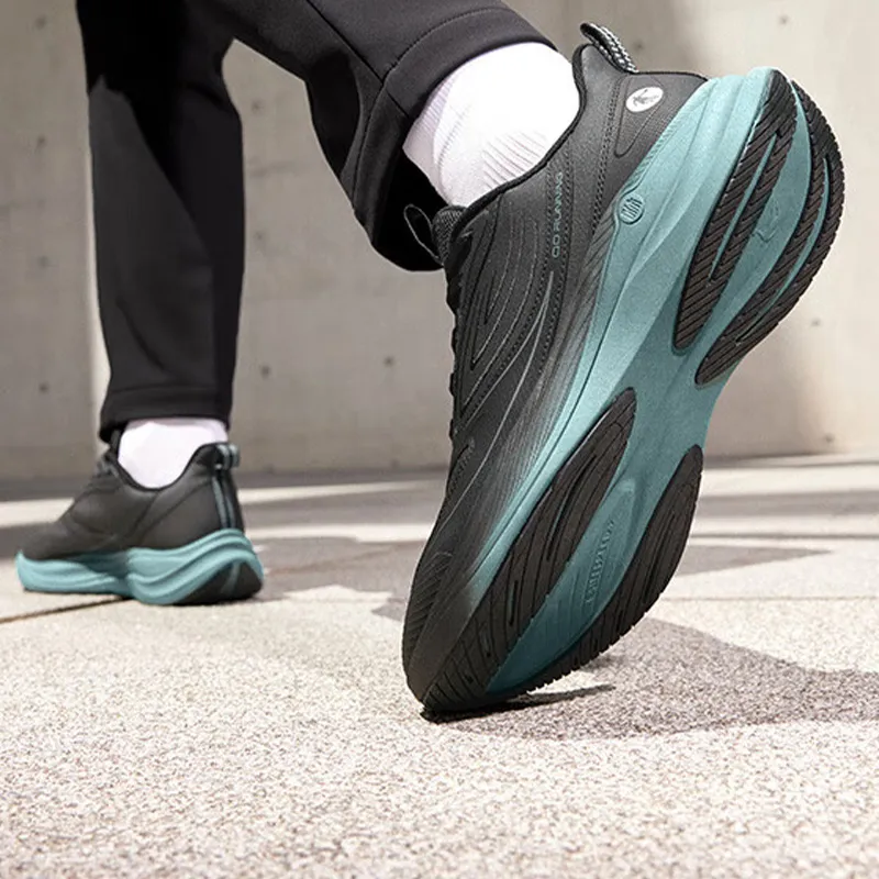 QIAODAN Abrasion Resistant Slip Resistant Low Top Casual Running Shoes Men's Black Cyan-4