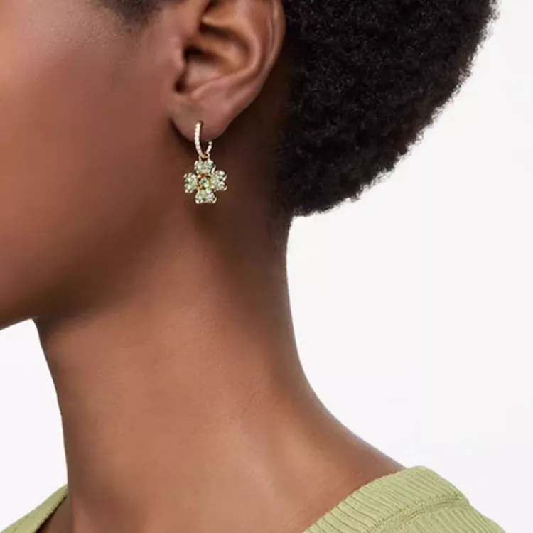 Swarovski Gold-Plated Earrings Women's Green-2