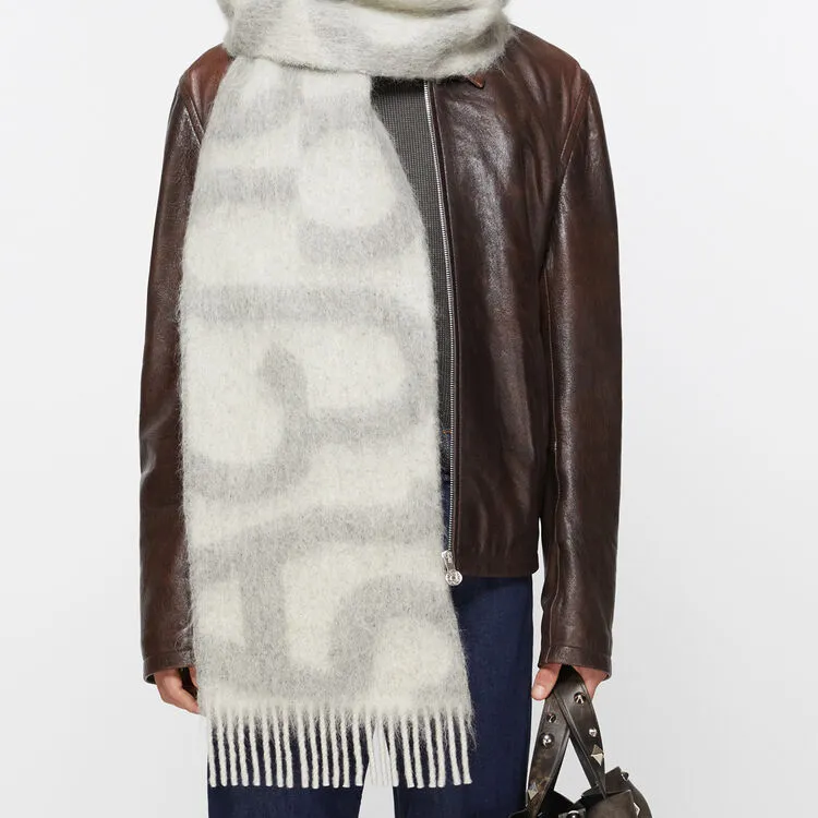 Acne Studios Logo Intarsia Fringed Scarf-1