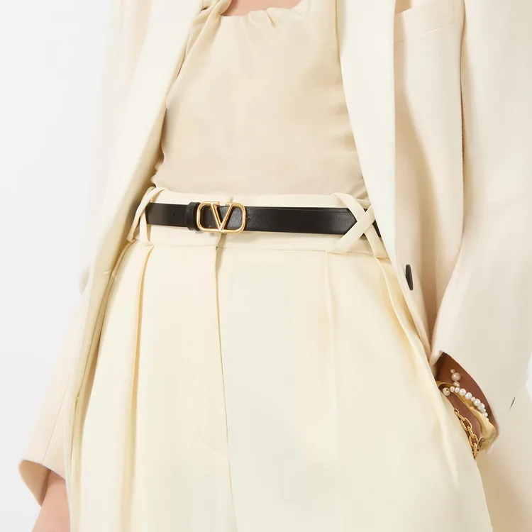 Valentino Double Sided Design, Smooth Buckle Leather Belts Women's Two Tone-2