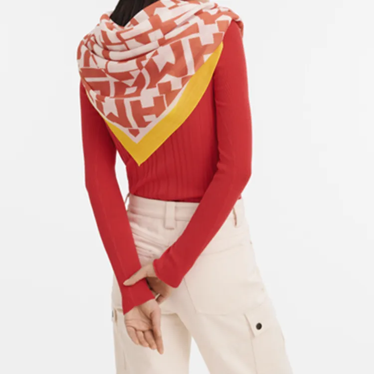 LONGCHAMP Wool Silk Scarves Women's Pink-2