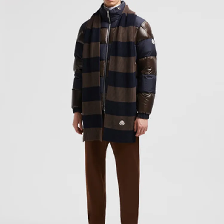 Moncler Cotton Knit Scarves Men's Blue-1