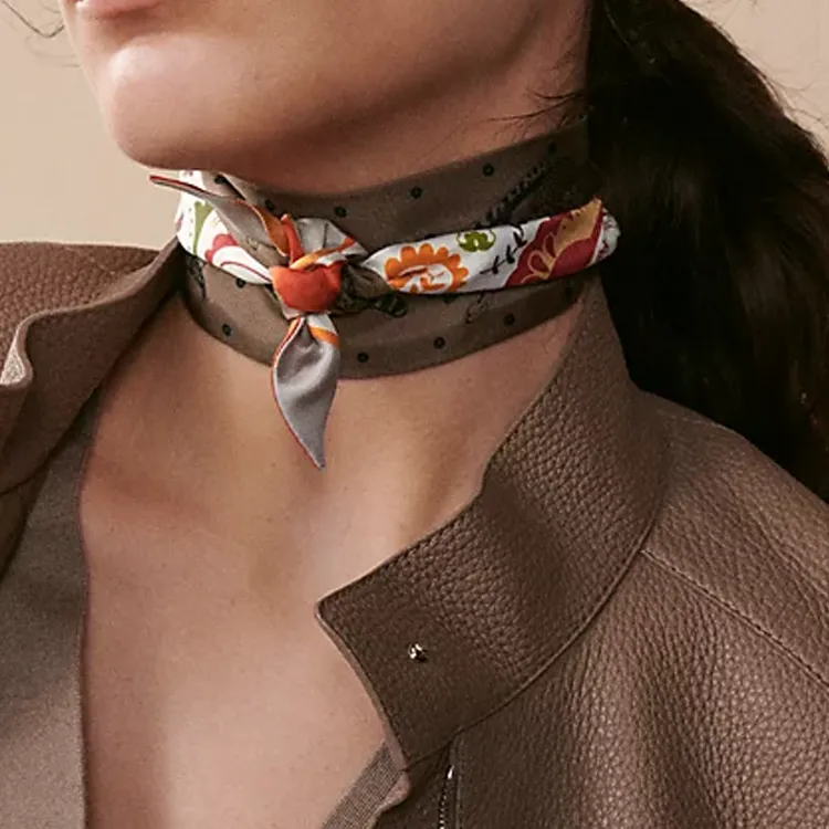 HERMES Silk Silk Scarves Women's White-1