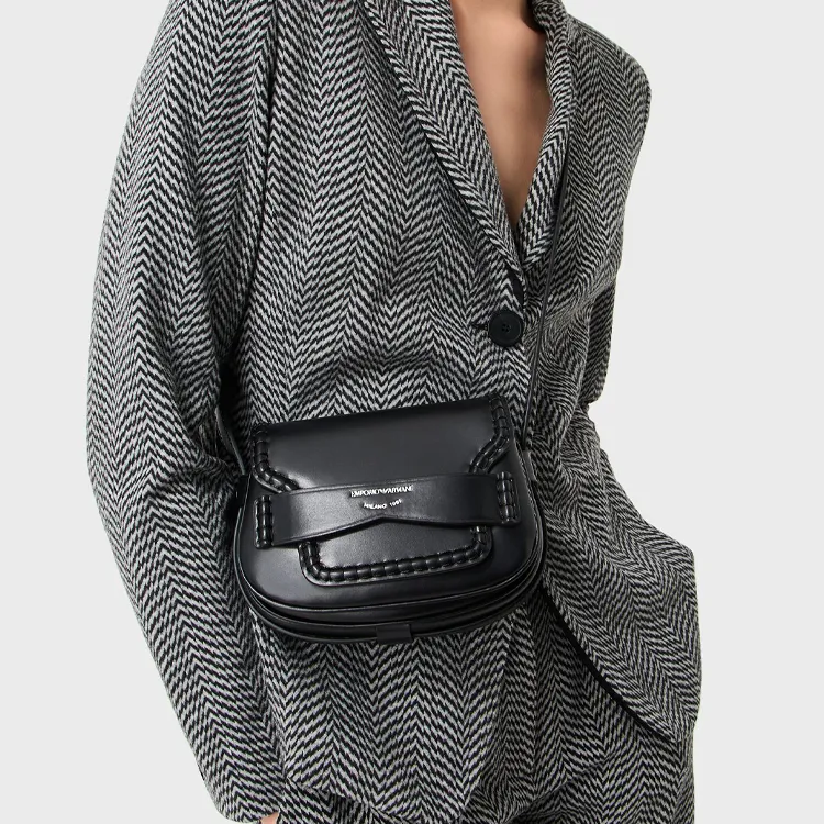 EMPORIO ARMANI Leather Crossbody Bag, Shoulder Bag Women's Black-3