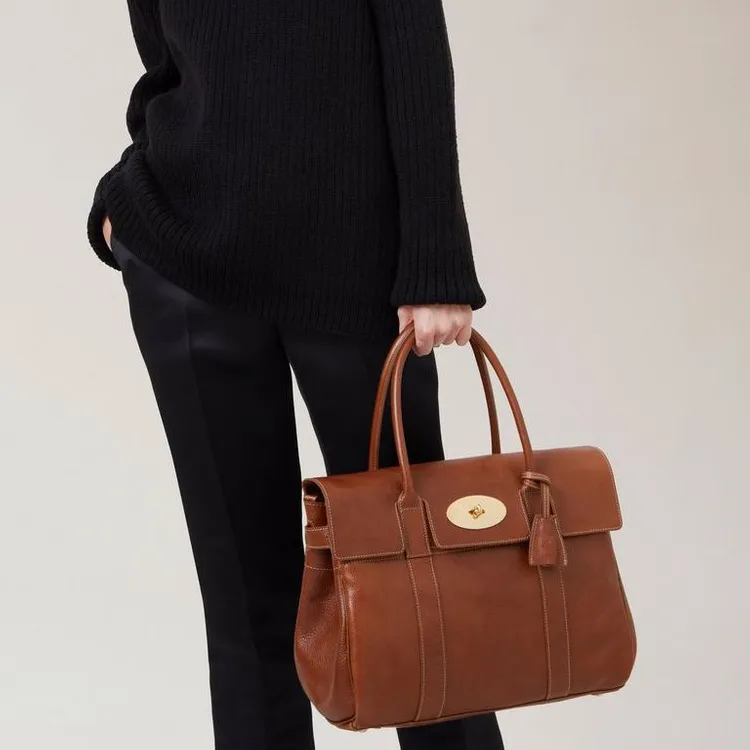 Mulberry Leather Briefcases Handbags Large Size Women's Brown-3