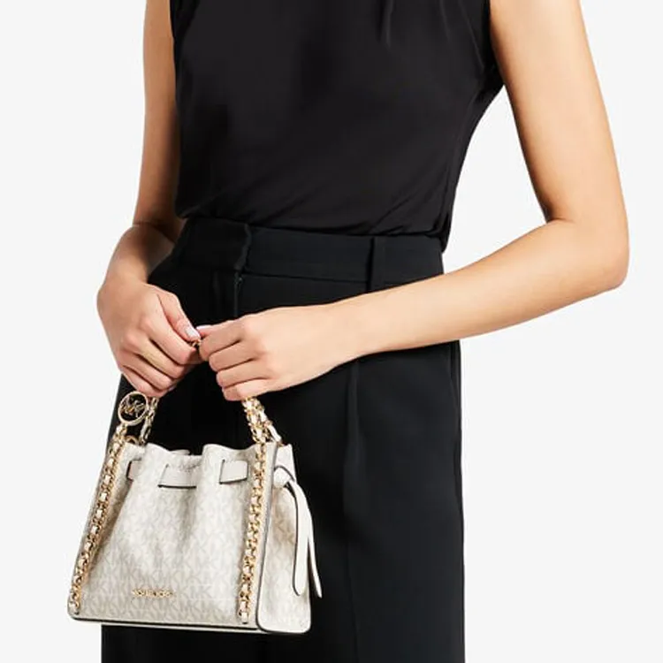 MICHAEL KORS Coated Fabric Tote Bag, Shopping Bag, Shoulder Bag, Crossbody Bag, Handbag Small Size Women's Vanilla-3