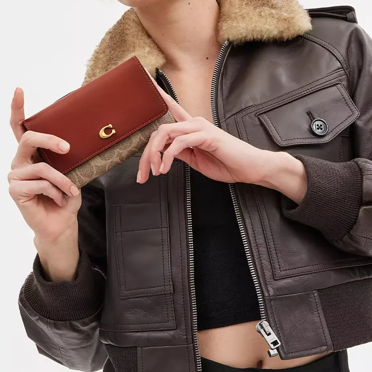 COACH Canvas Wallet Medium Size Women's Tan-4