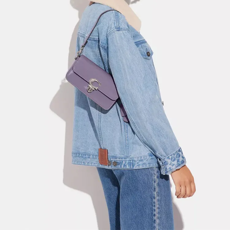 COACH Studio Patent Leather Portable Crossbody Bag Shoulder Bag Women's Light Purple-4