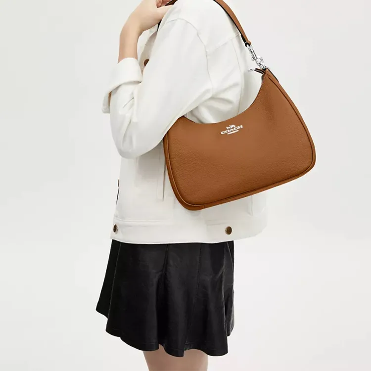 COACH Hobo Pebbled Leather Crescent Bag, Shoulder Bag, Handbag, Shoulder Bag Tubas Women's-3