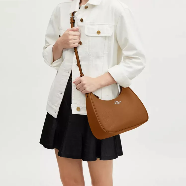 COACH Hobo Pebbled Leather Crescent Bag, Shoulder Bag, Handbag, Shoulder Bag Tubas Women's-4