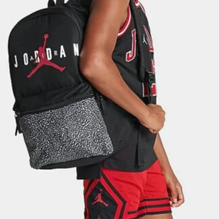 Jordan Polyester Backpack Regular Unisex Black Electronic Print-5