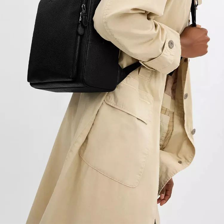 COACH Gotham Eggstone Grain Leather Backpack Large Size Women's Black-4