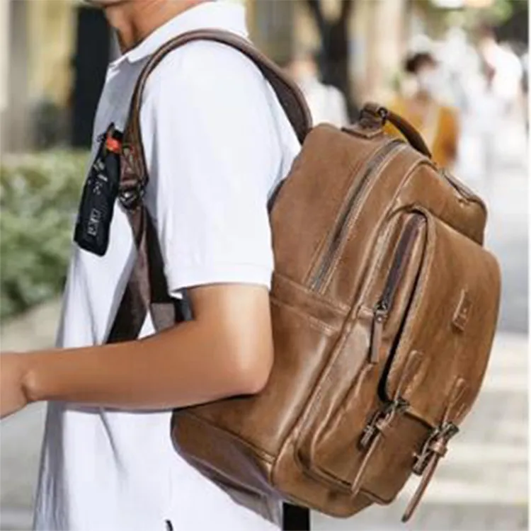 CAMEL PU Laptop Backpack Regular Unisex Camel-1