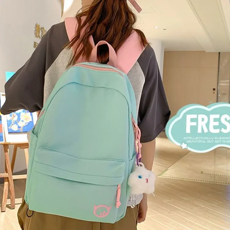 NOMK Nylon Fabric Backpack Regular Unisex Multicolor-15