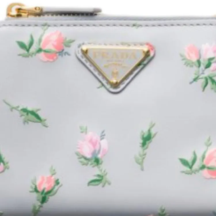 PRADA Leather Wallet Regular Women's Pearl Gray-4