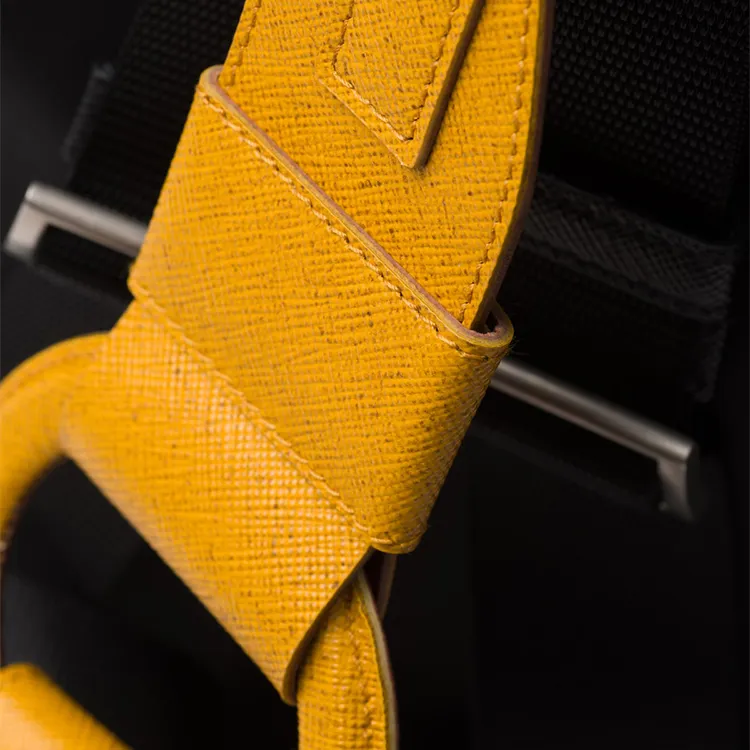 PRADA Saffiano Leather Bag Straps Women's Yellow-3