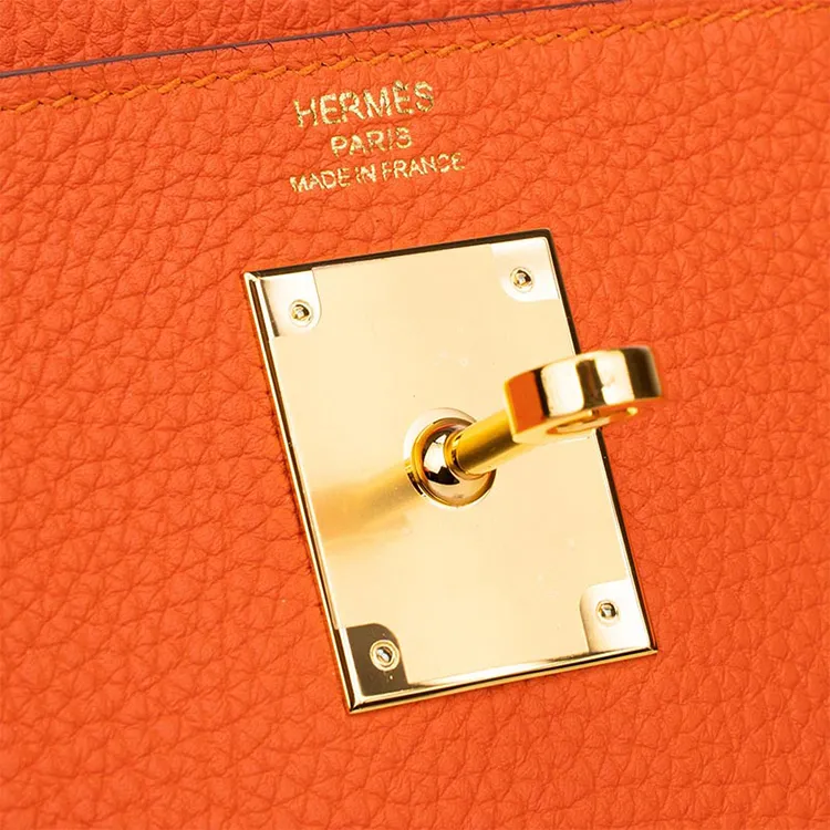 HERMES Kelly Togo Calfskin Kelly Bag Handbags Regular Women's 9J Feu Flame Orange-6