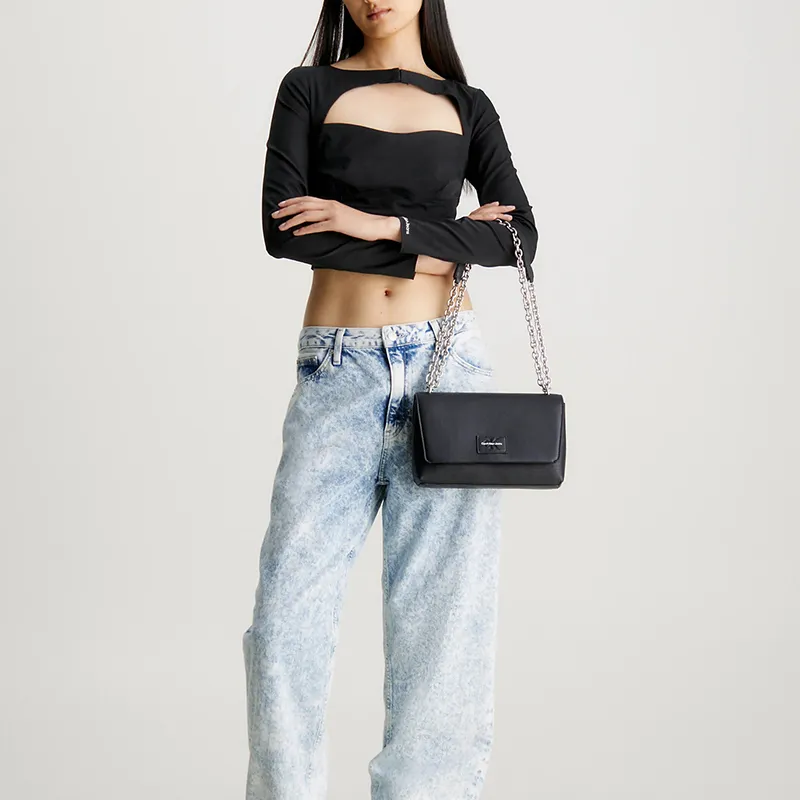 CK/Calvin Klein Polyurethane Shoulder Bag Women's Black-4