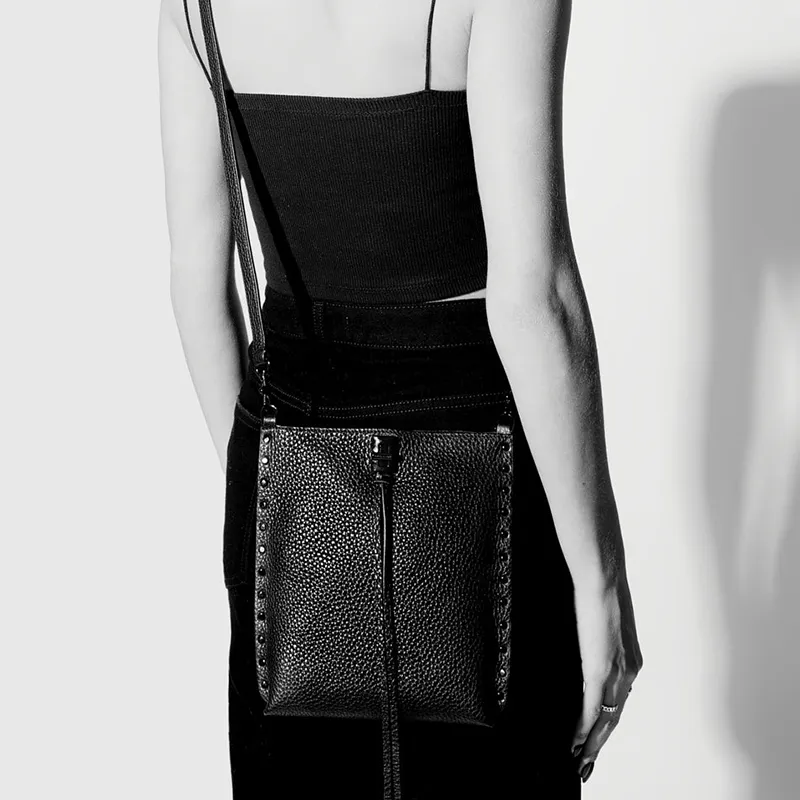 REBECCA MINKOFF Leather Shoulder Bag Crossbody Bag Women's Black-3
