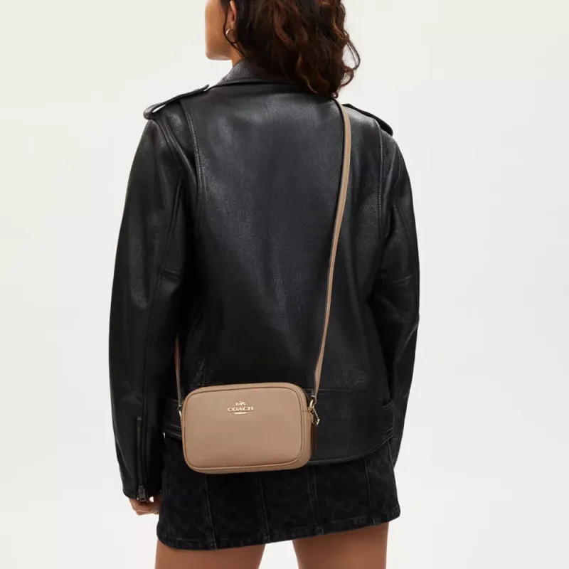COACH Jamie Leather Shoulder Bag, Crossbody Bag Trumpets Women's Gold & Taupe-5