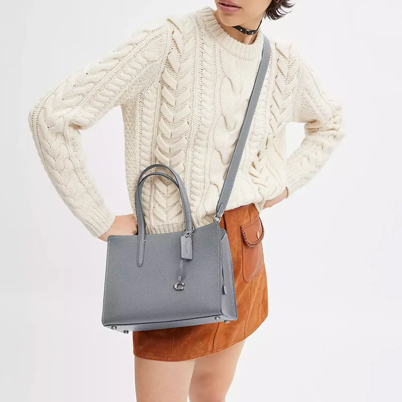COACH Carter Cow Leather Tote Bag Shopping Bag Shoulder Bag Crossbody Bag Handbag Large Size Women's Gray Blue-4