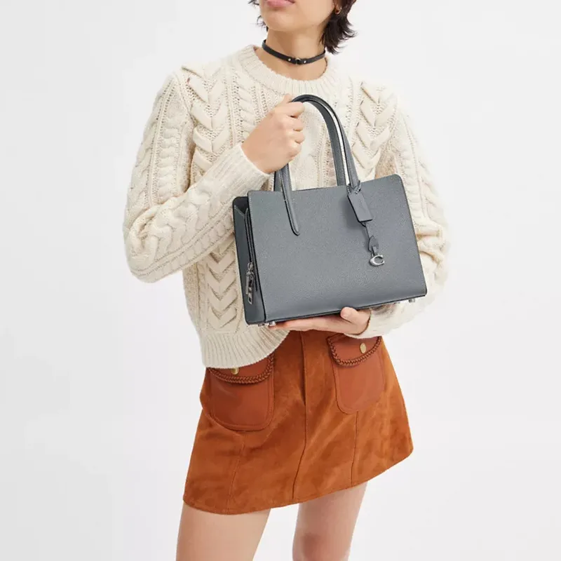 COACH Carter Cow Leather Tote Bag Shopping Bag Shoulder Bag Crossbody Bag Handbag Large Size Women's Gray Blue-3