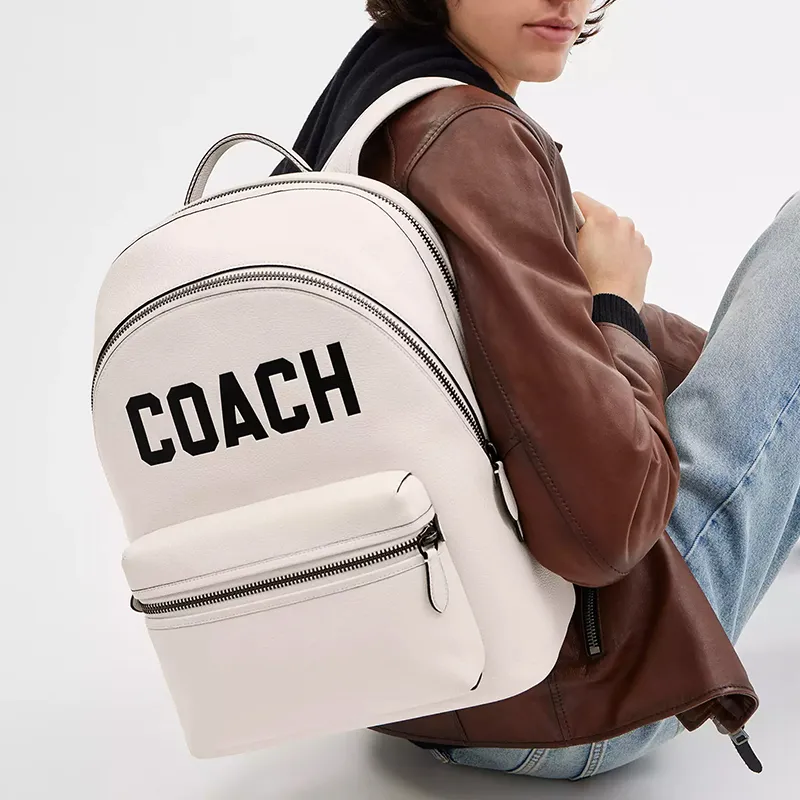 COACH Charter Leather Backpack Large Size Men's Chalk White-4