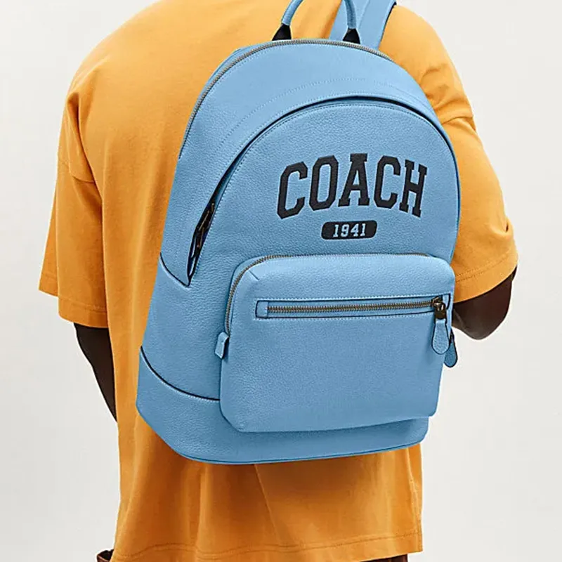 COACH West Cow Leather With Textile Backpack Large Size Men's Cornflower Color-3