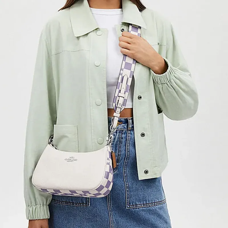 COACH Teri Cow Leather With Artificial Leather Portable Crossbody Bag, Shoulder Bag Women's Light Violet & Chalk White-5