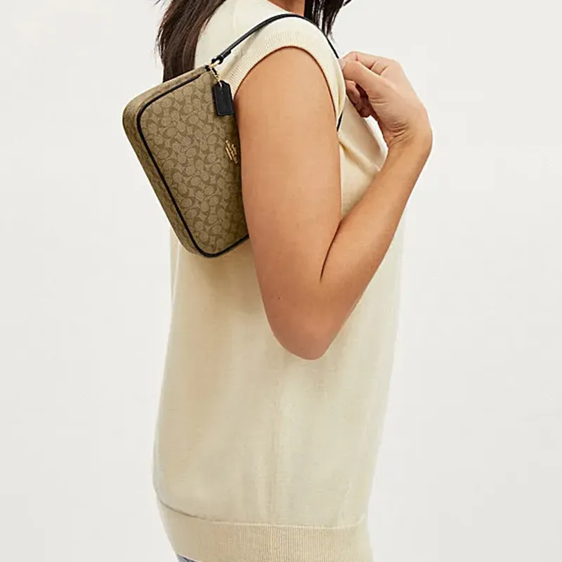 COACH Nolita Artificial Leather One Shoulder Handbags Small Size Women's Khaki & Black-4