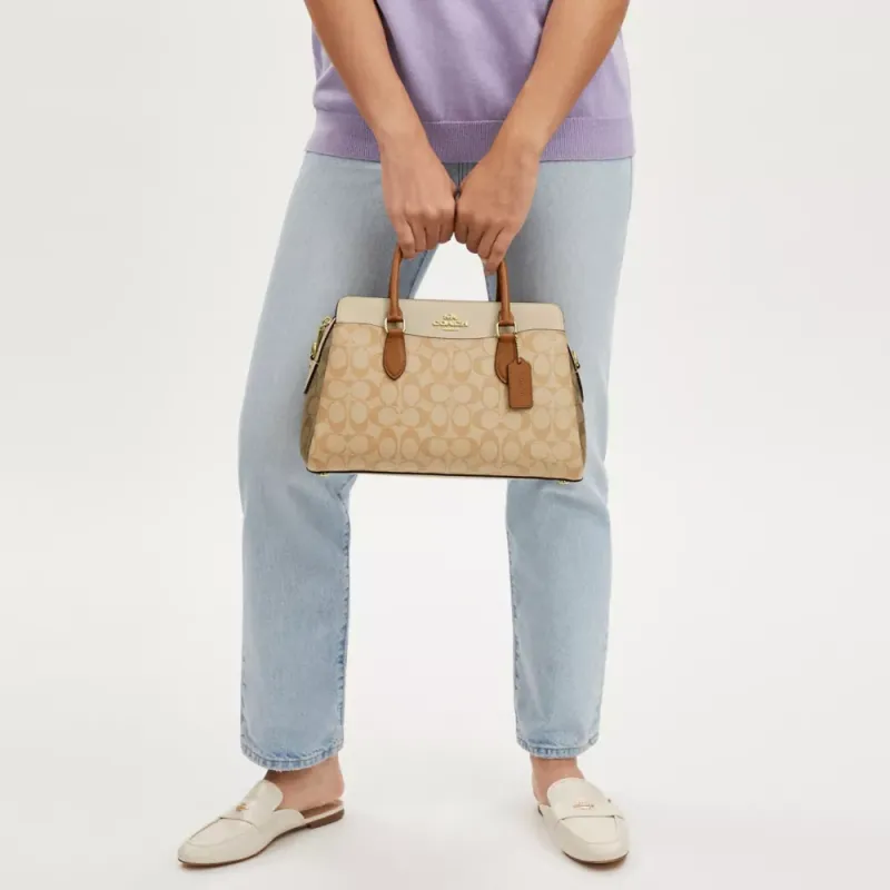 COACH Darcie Canvas Shoulder Bag Crossbody Bag Handbag Large Size Women's Light Khaki-4